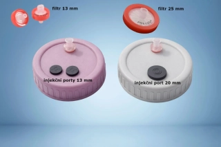 Víčko pro sklenice Mason Jars (70mm) plastové, kvalitní silikonové vyměnitelné těsnění, kvalitní vyměnitelný mikrofiltr, vyměnitelné inj. porty + náhradní.